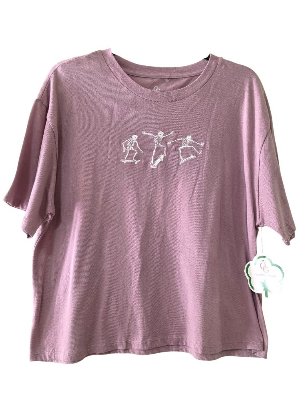 Organic Generation Dancing Skeletons Graphic T-Shirt Mauve XL NWT
